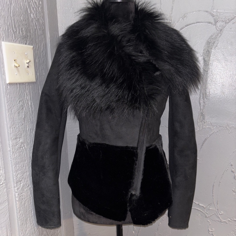 Pamela Dennis faux Fur jacket short coat Size M